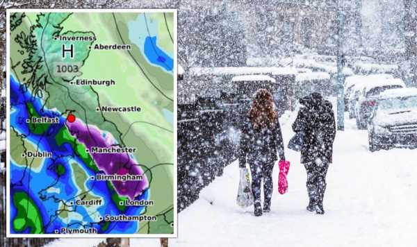 Weather maps show 260-mile sea of snow to cover UK from Lake District to London